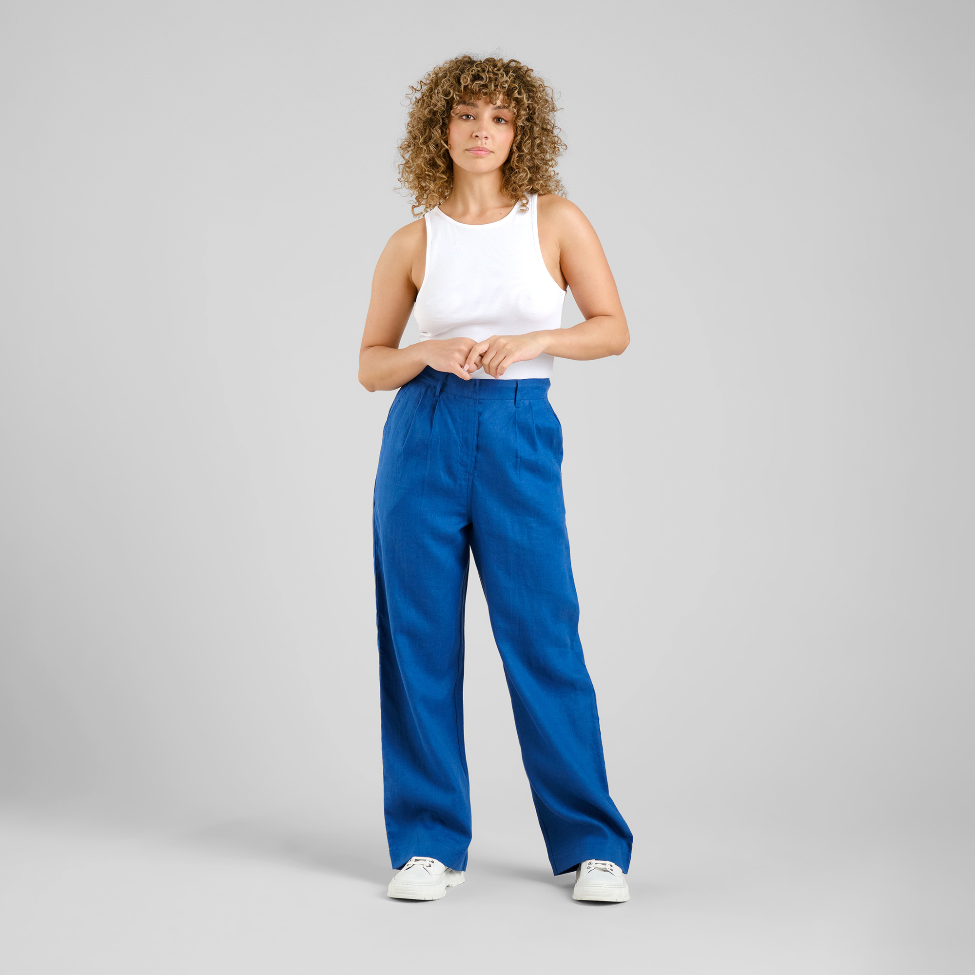 Pants Vickleby Linen Limoges Blue