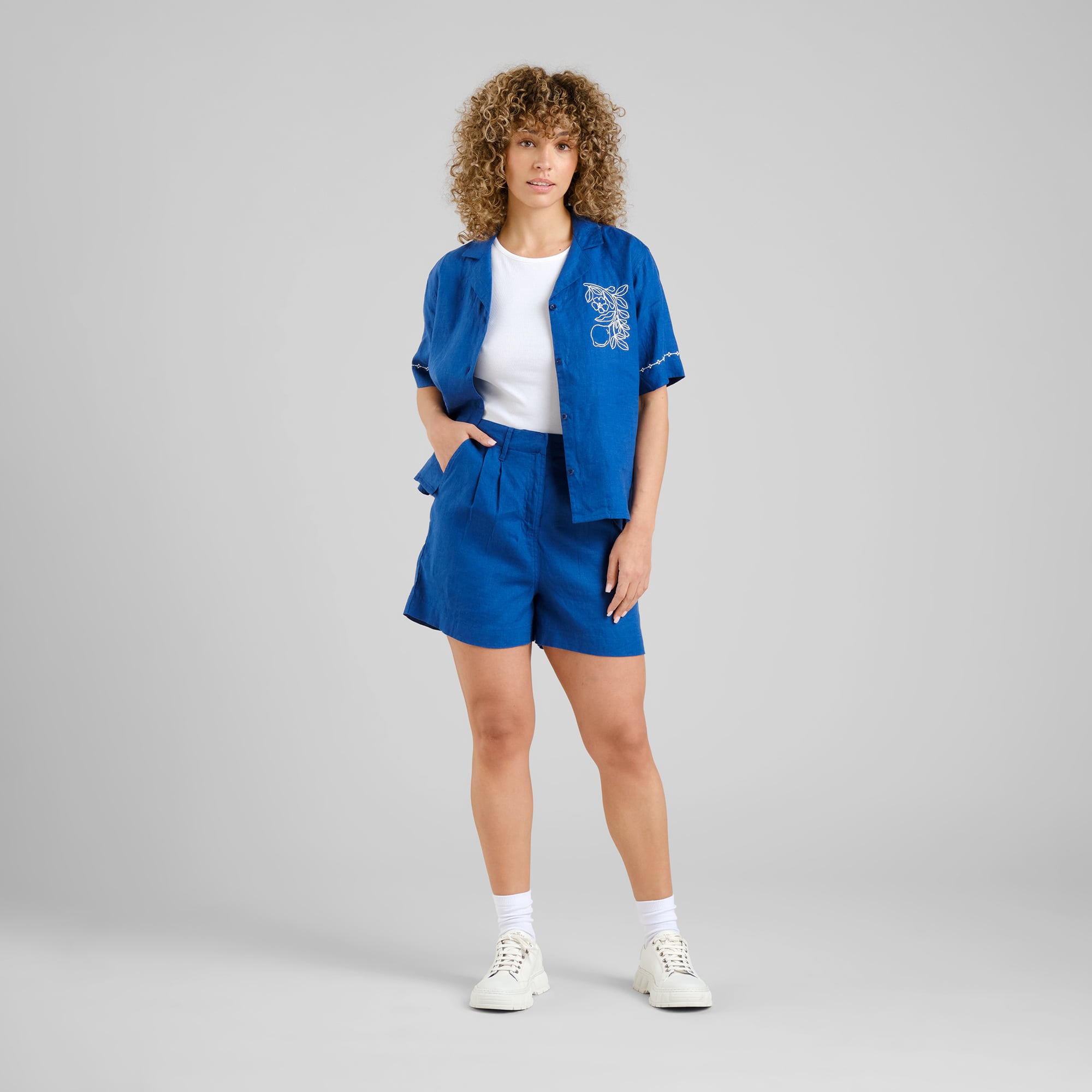 DEDICATED - Shorts Djupvik Linen Limoges Blue