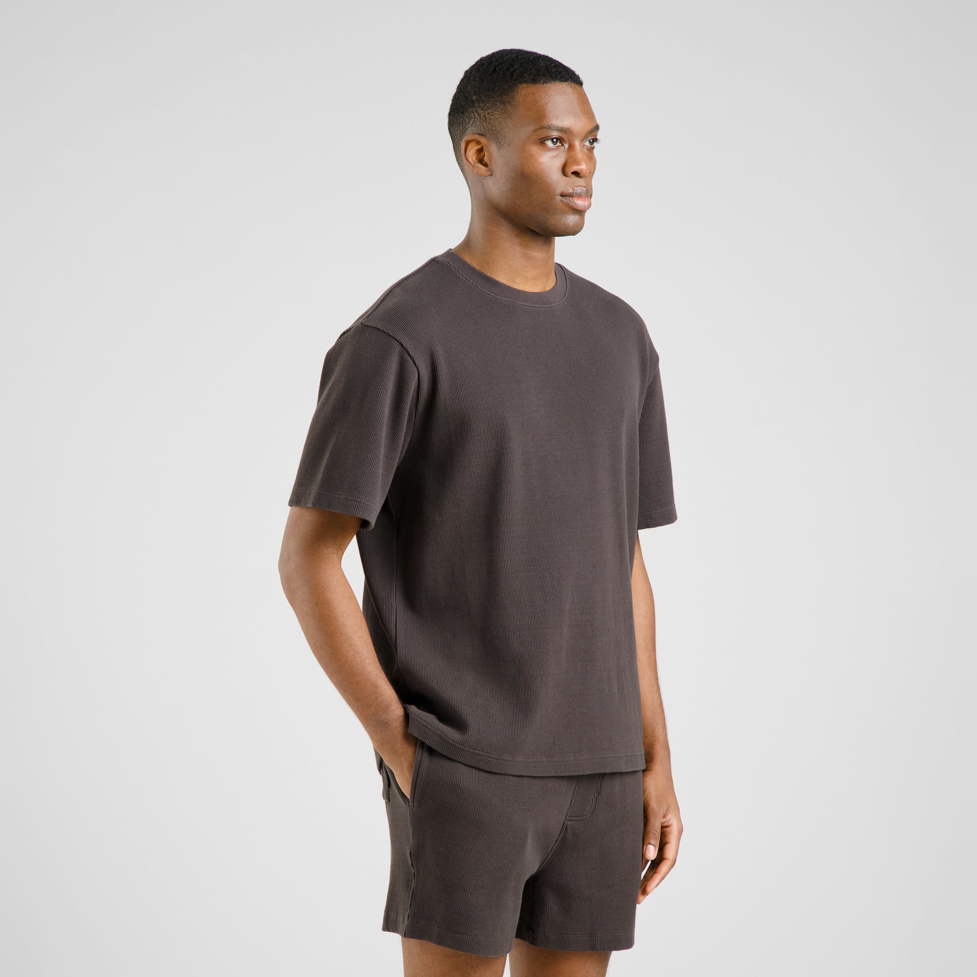 DEDICATED - T-shirt Danviken Waffle Phantom Black