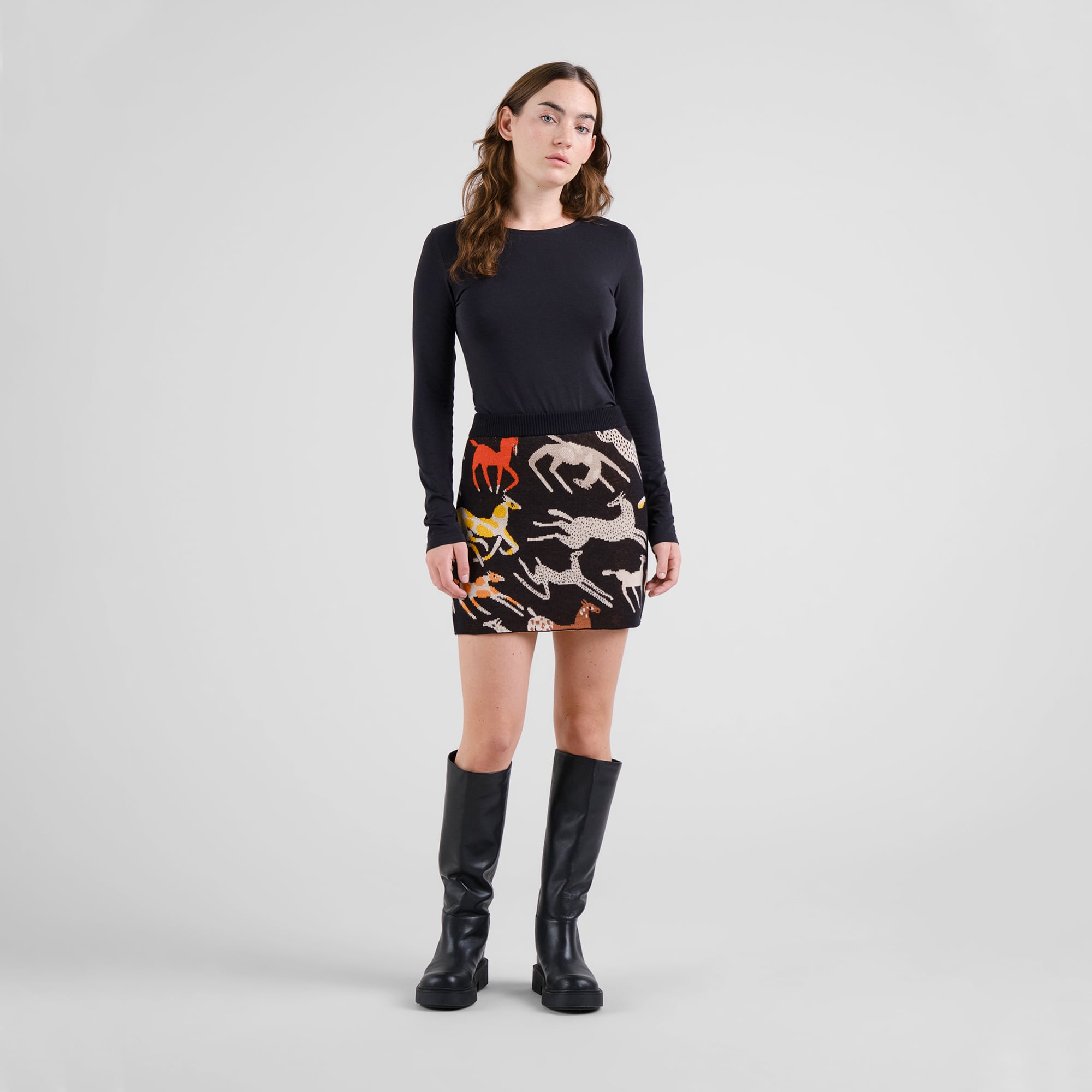 スカート Ans Dotsloevner / MINI SKIRT W/ TAG DEDICATED - Knitted Skirt Adak Mustang Party Black
