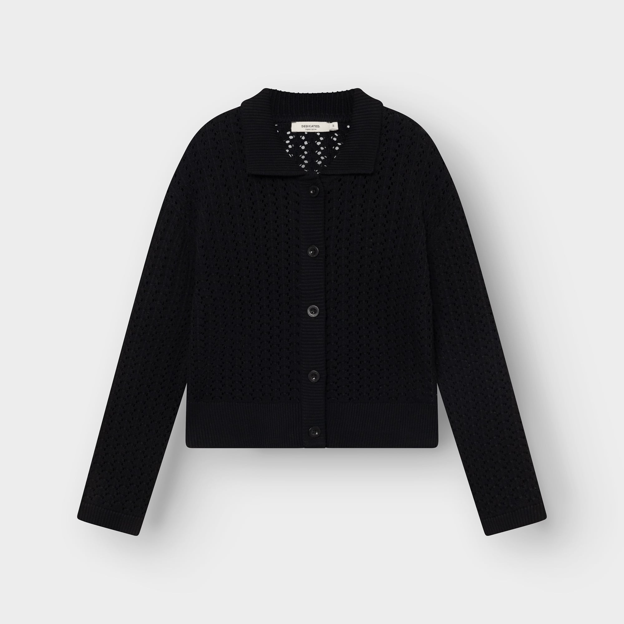 DEDICATED - Knitted Cardigan Rosendal Crochet Black