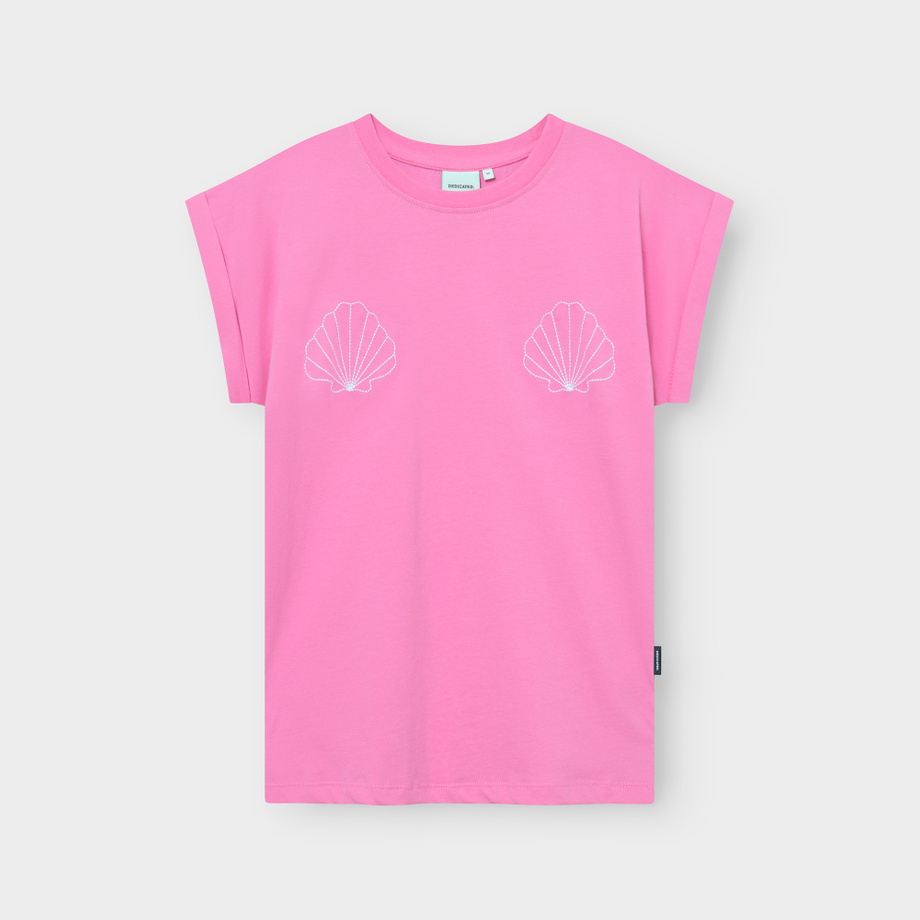 DEDICATED - T-shirt Visby Sea Shells EMB Moonlite Pink