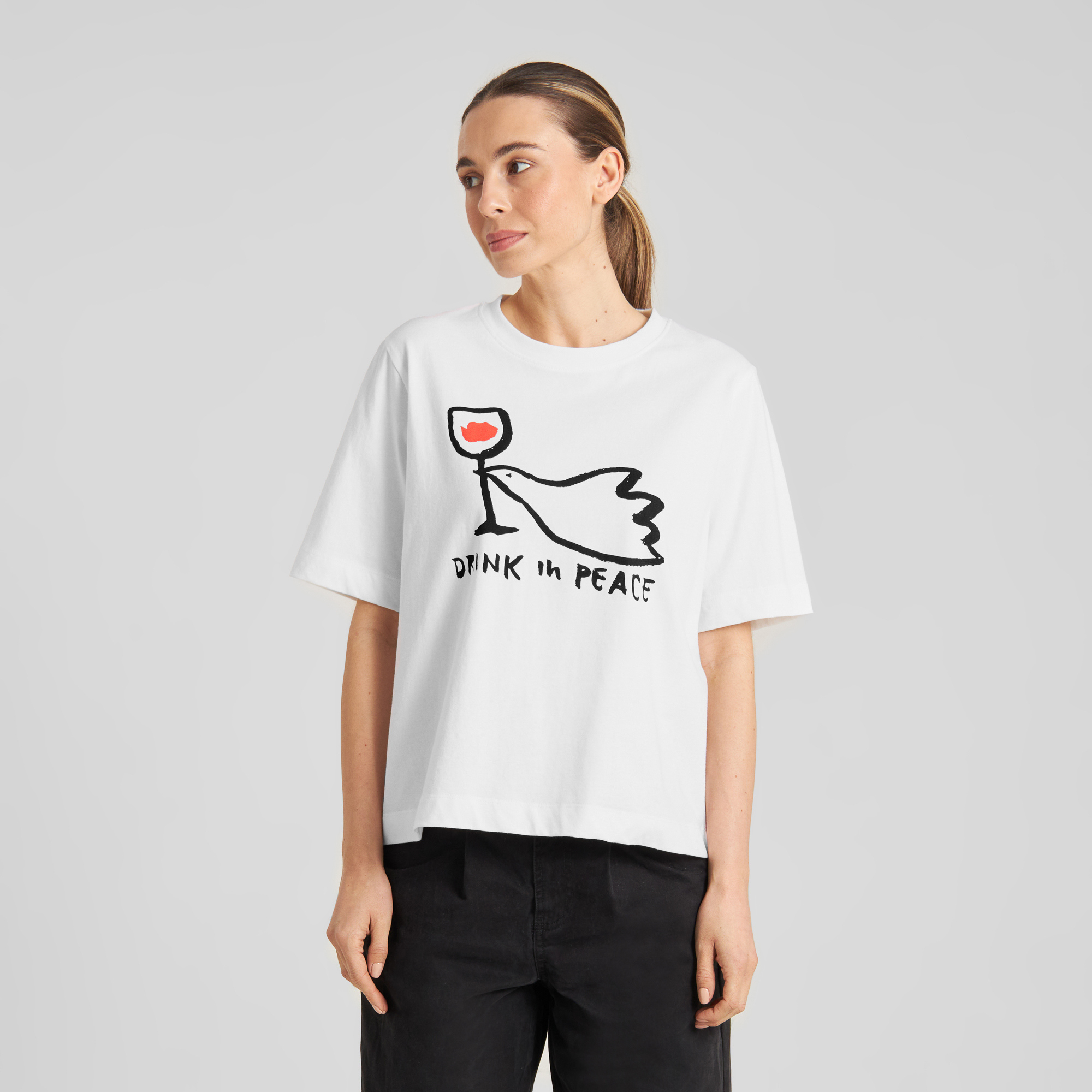 DEDICATED - T-shirt Vadstena Drink In Peace White