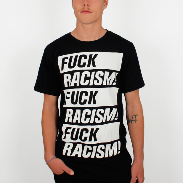 fuck racism t shirt busted naked coverage