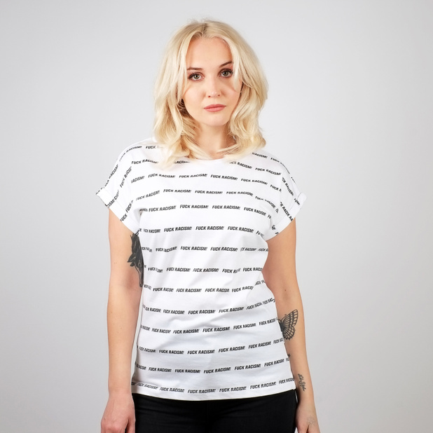 T-shirt Visby Fuck Racism Stripes