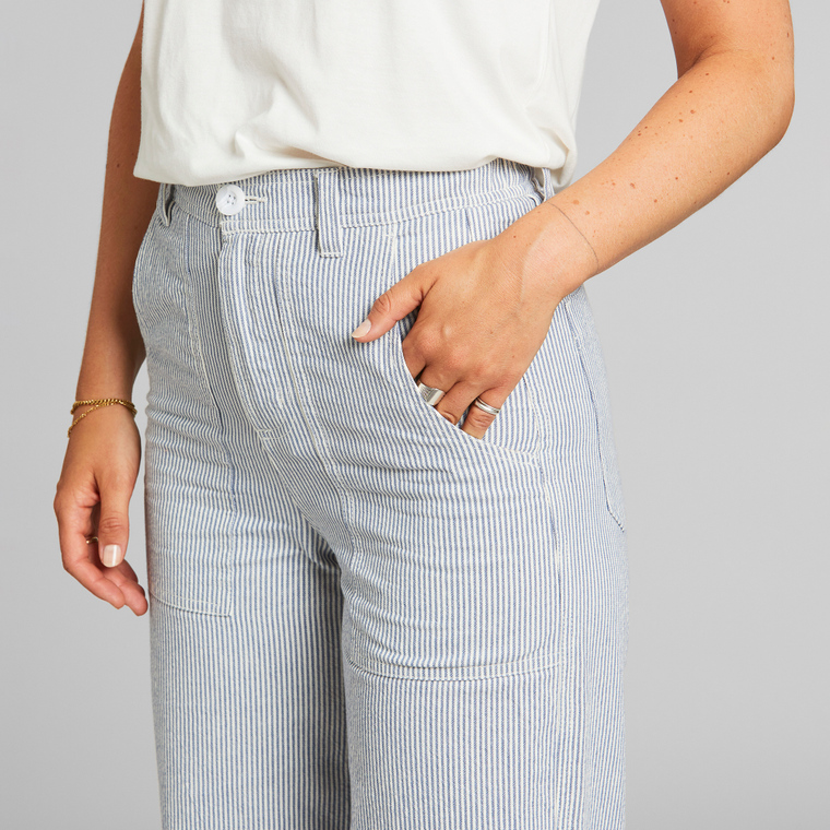 striped work trousers