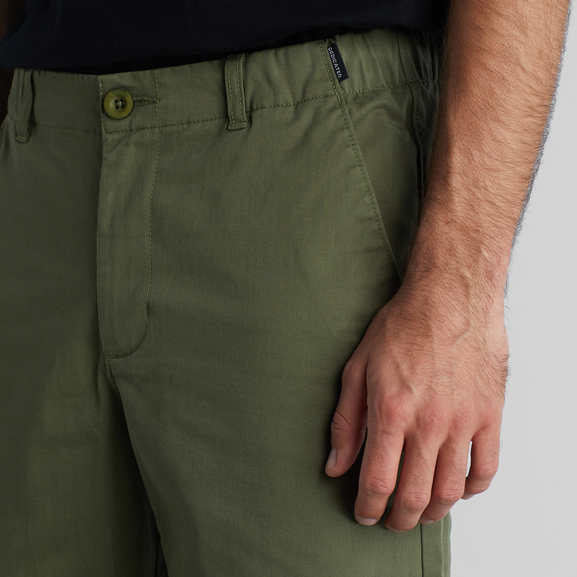 Short Chino Vert Olive Dedicated - Taille 36/46 - Neuf Avec étiquettes - Coton Confortable