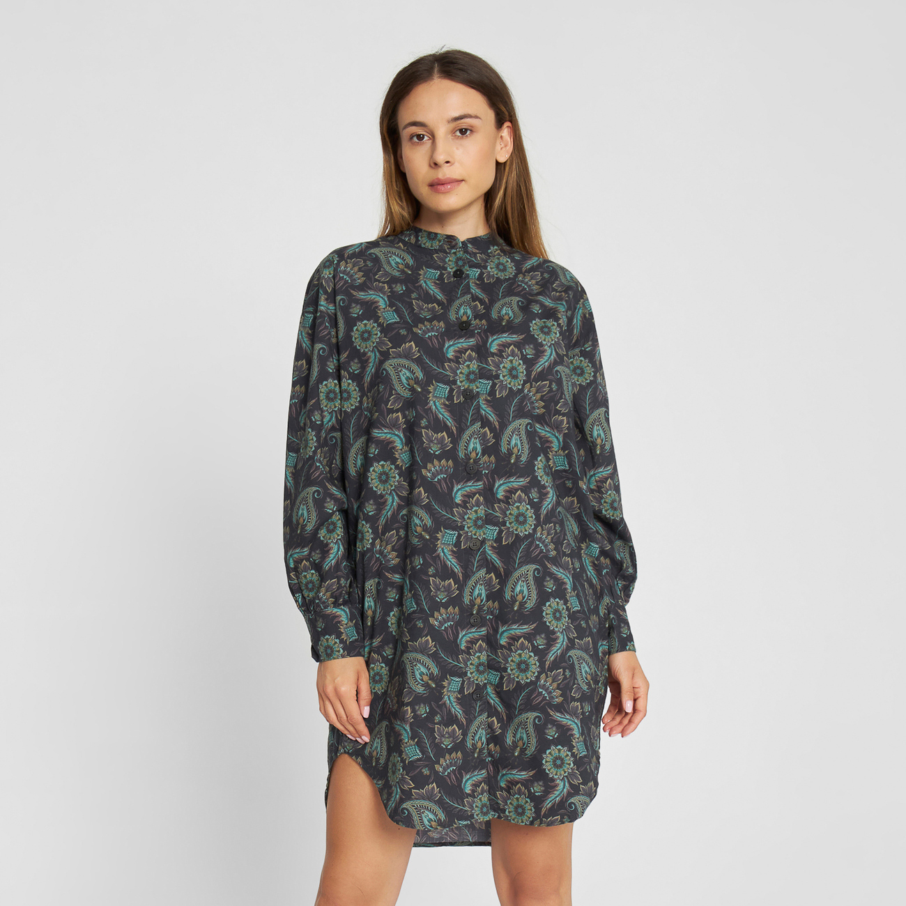 Shirt Ljunga India Flowers Charcoal