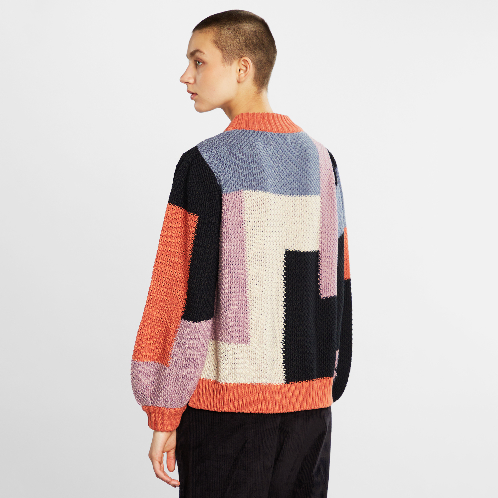 Dedicated 【 Sweater Knitted Rutbo Blocks Multi Berry Women 】 レディース DEDICATED - Women's Knitted Sweater Rutbo in Color Blocks