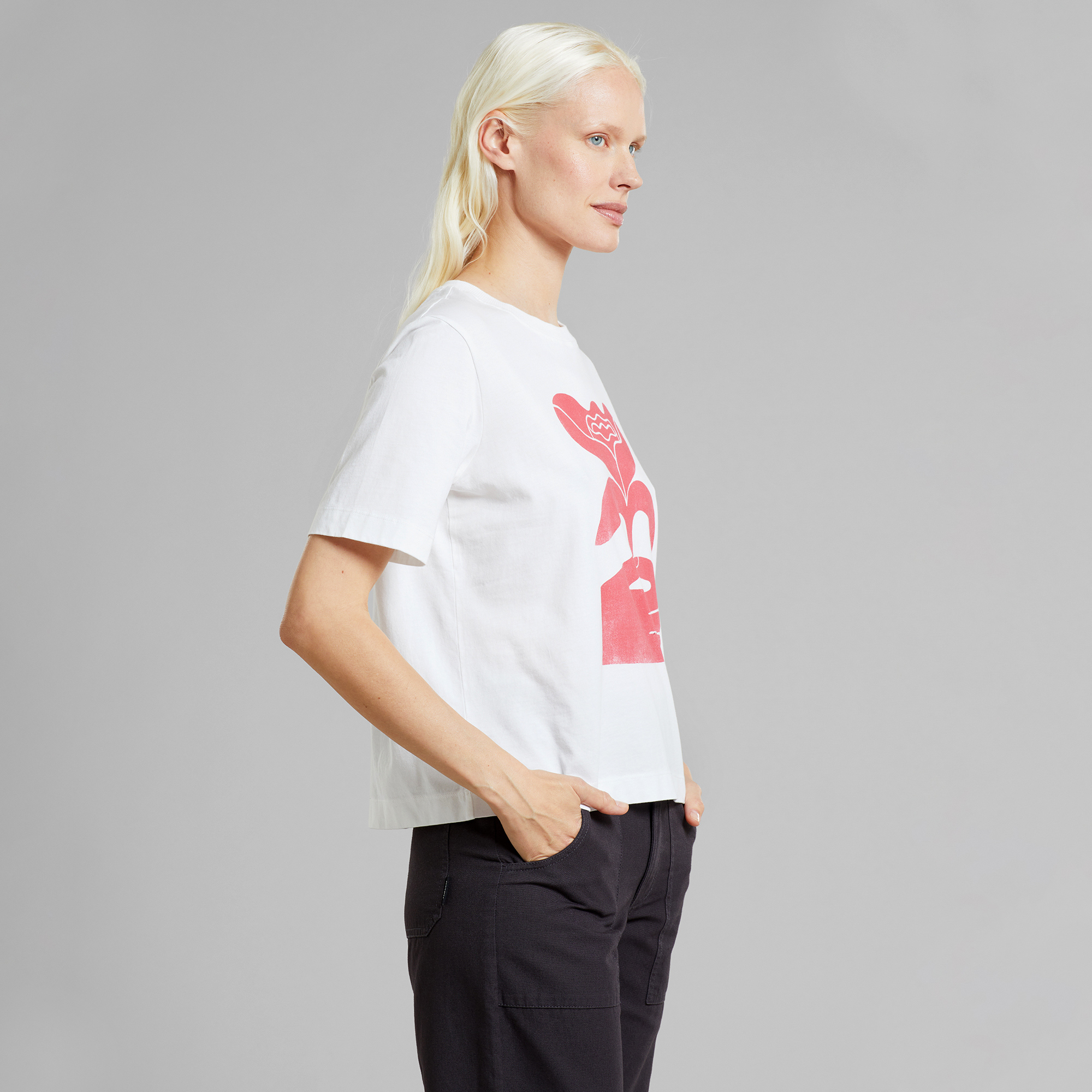 Dedicated 【 T-Shirt Vadstena Rose Purple/Vanilla White Women 】 レディース DEDICATED - T-shirt Vadstena Rose Purple/Vanilla White
