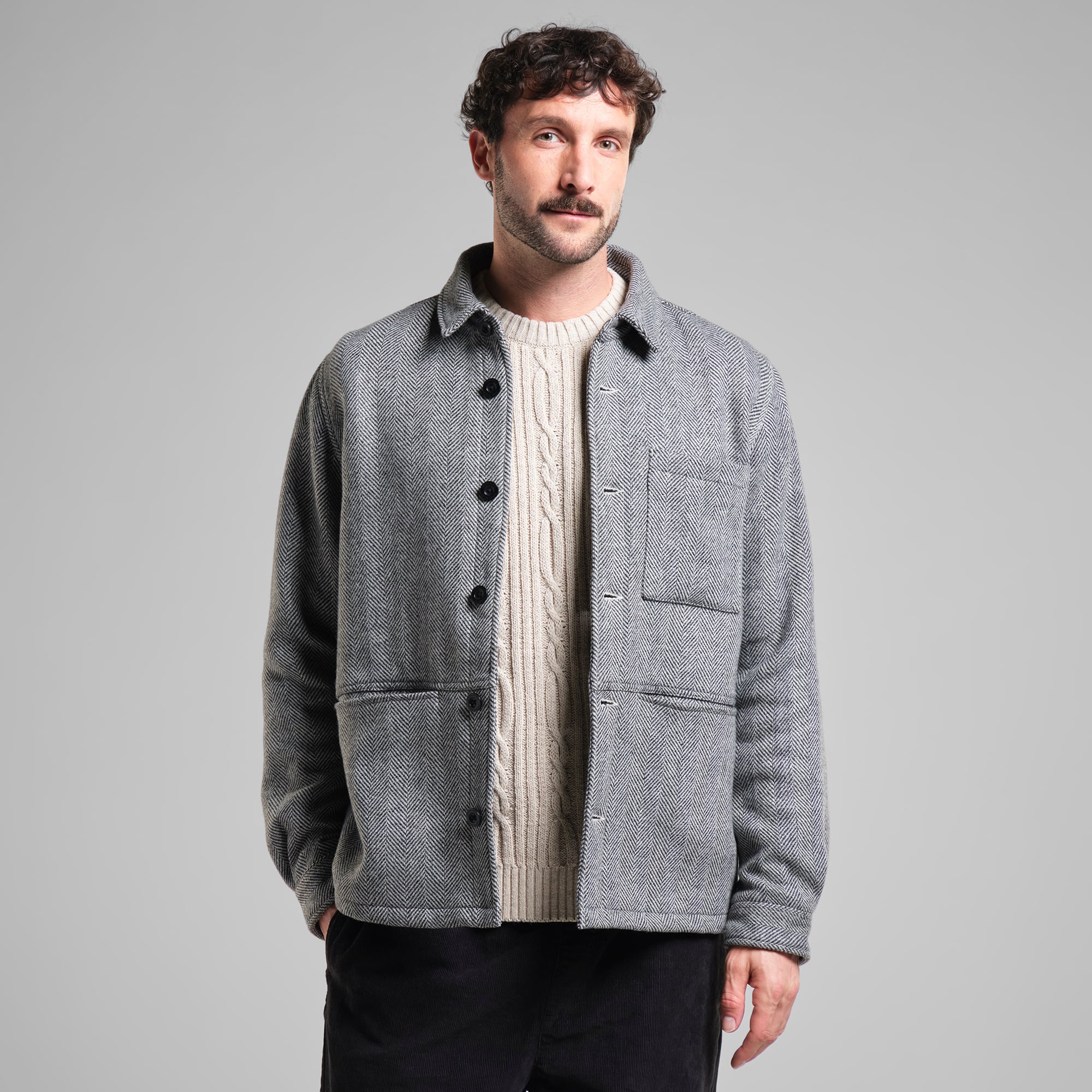 Wool Jacket Fagersta Herringbone Black