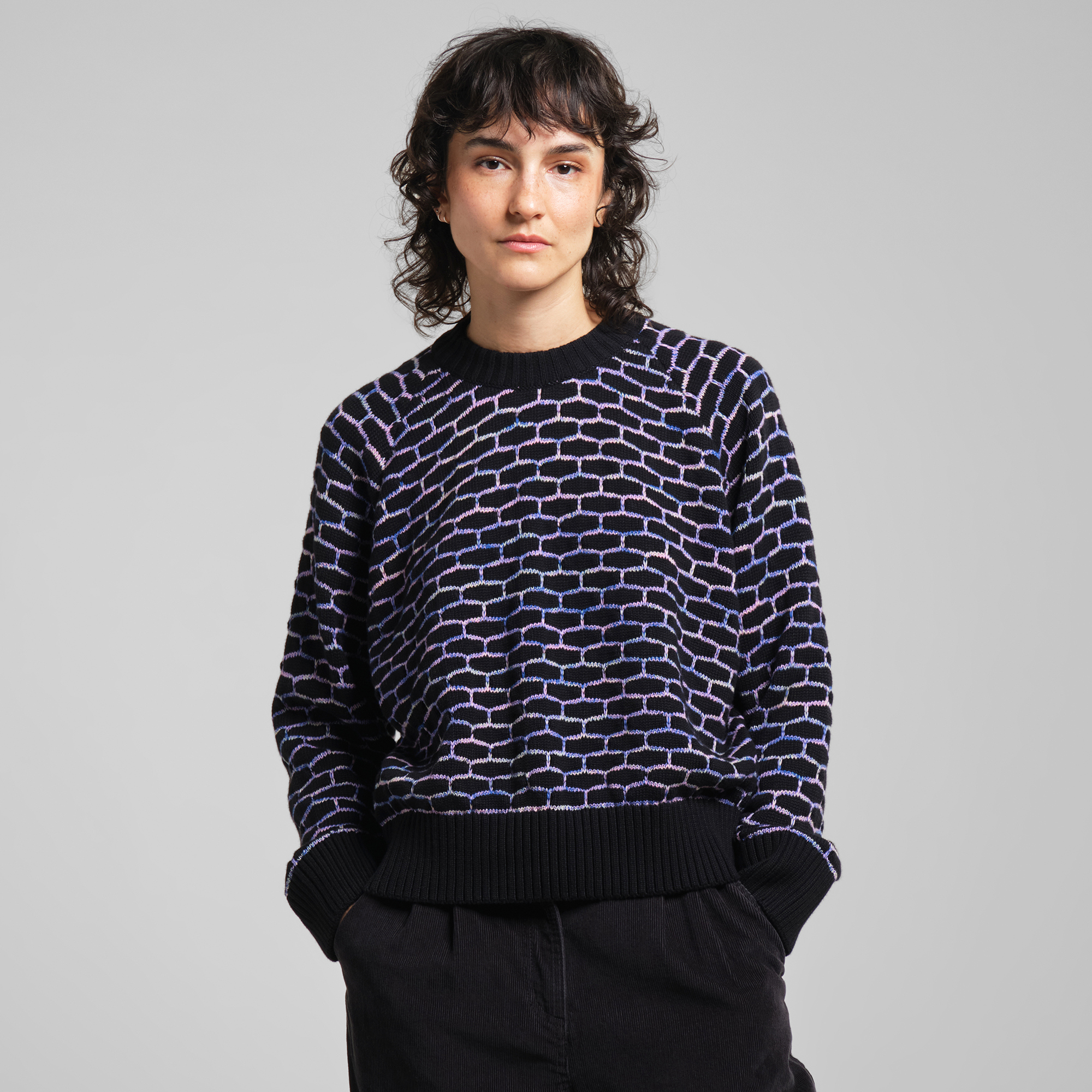 Sweater Husie Honey Comb Black